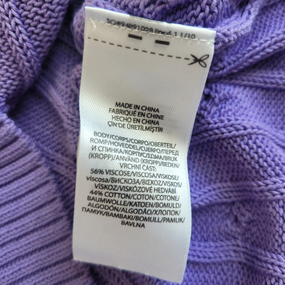 Polo Ralph Lauren Lavender Cable Knit Crewneck Women's Sweater Size L - Picture 10 of 10